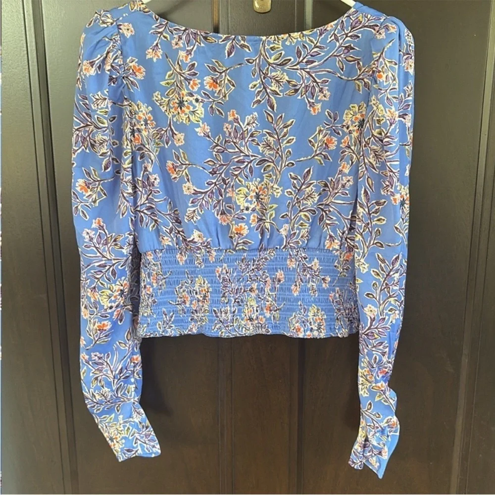 EUC Free People Santiago Boho Top Periwinkle Floral Size Small